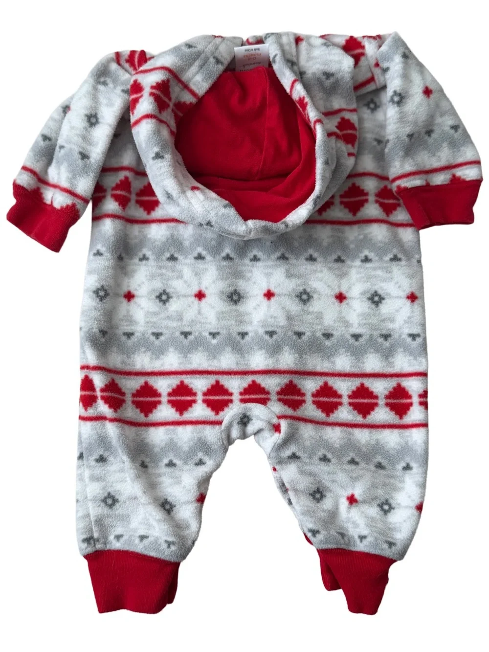 Gymboree Newborn Holiday Fair Isle Hooded Fleece Romper EUC Baby Unisex
